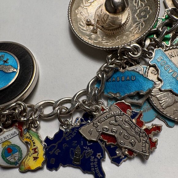 🌍 Sterling Silver World Traveler Charm Bracelet — 34 Charms of Global Adventure - Picture 1 of 8